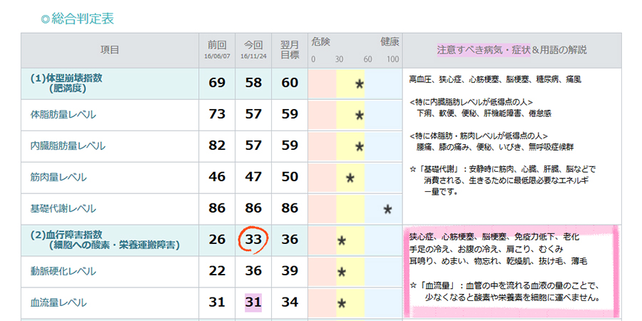 総合結果の例